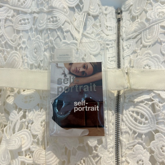 Self-Portrait White Guipure Lace Midi Dress NWT Size 10 - Picture 8 of 10